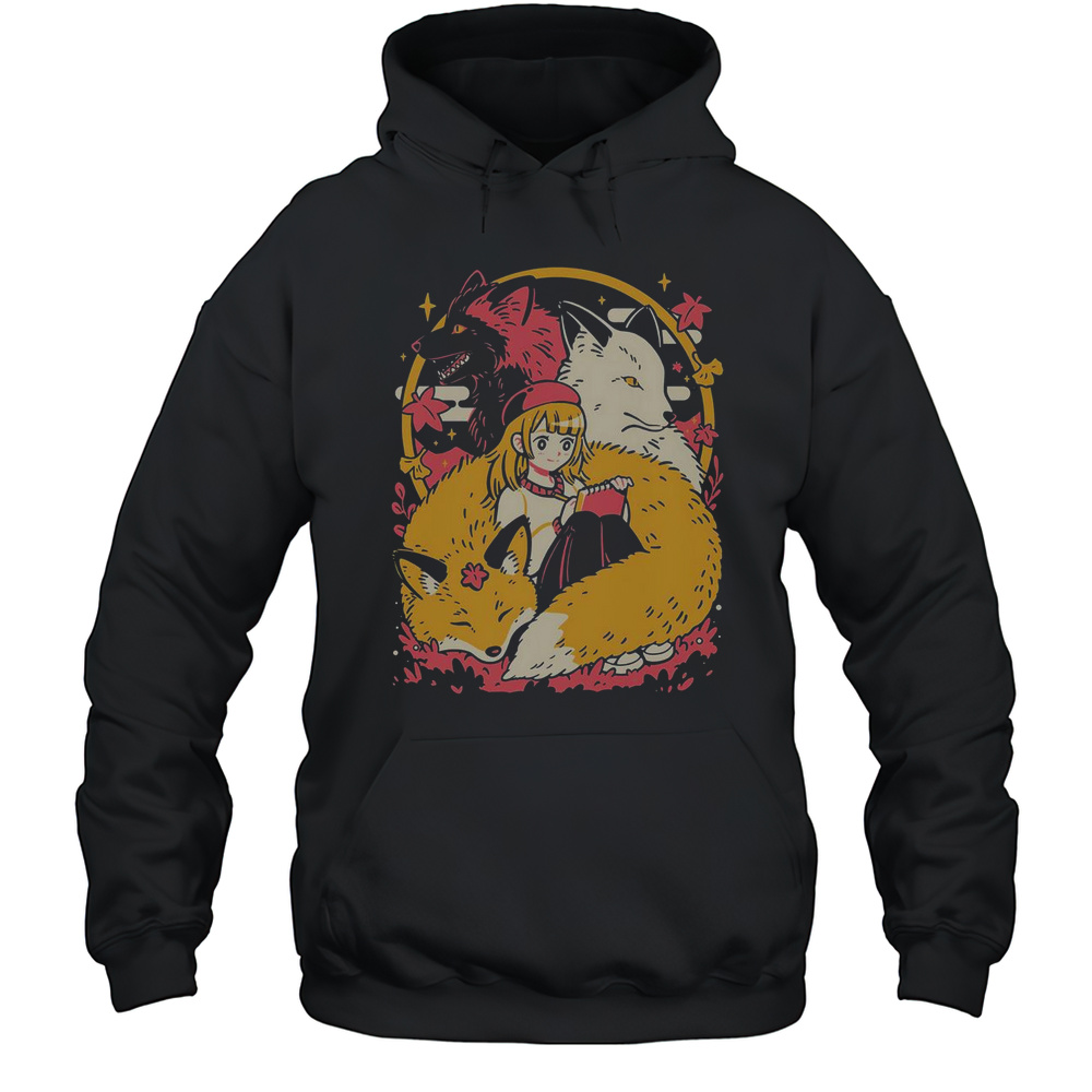 Cozy Foxes Cute Anime Girl T-Shirt Unisex Hoodie