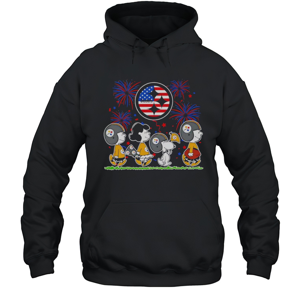 Peanuts Fireworks Pittsburgh Steelers 4th Of July Shirt Unisex Hoodie