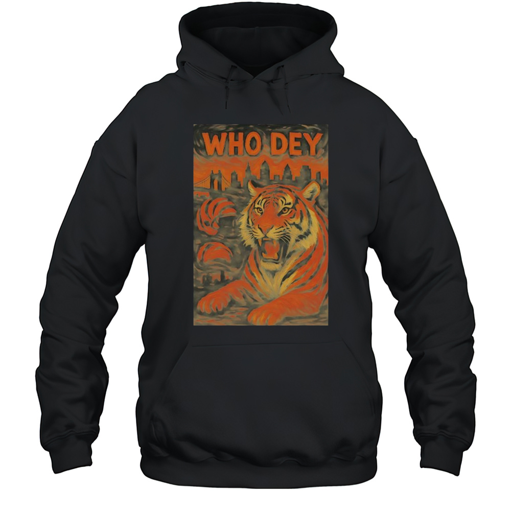 Van Gogh Style Tiger Who Dey Shirt Unisex Hoodie