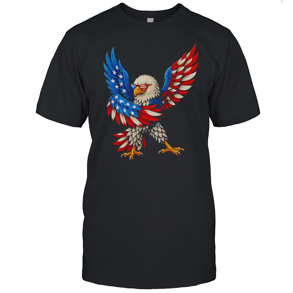 American Flag USA Dabbing Bald Eagle Patriotic 4th Of July Shirt