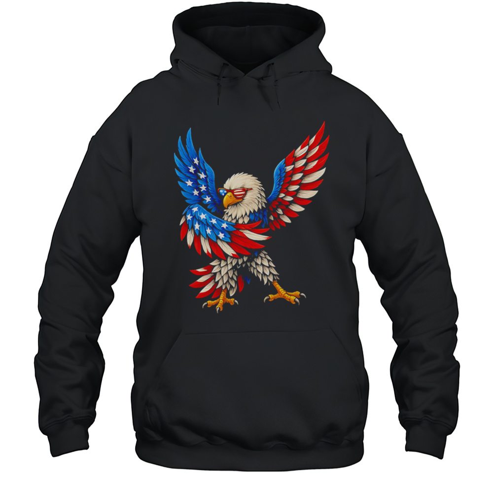 American Flag USA Dabbing Bald Eagle Patriotic 4th Of July Shirt Unisex Hoodie