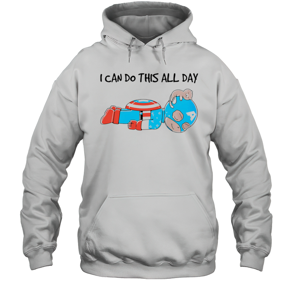Captain America And Cat I Can Do This All Day Shirt Unisex Hoodie
