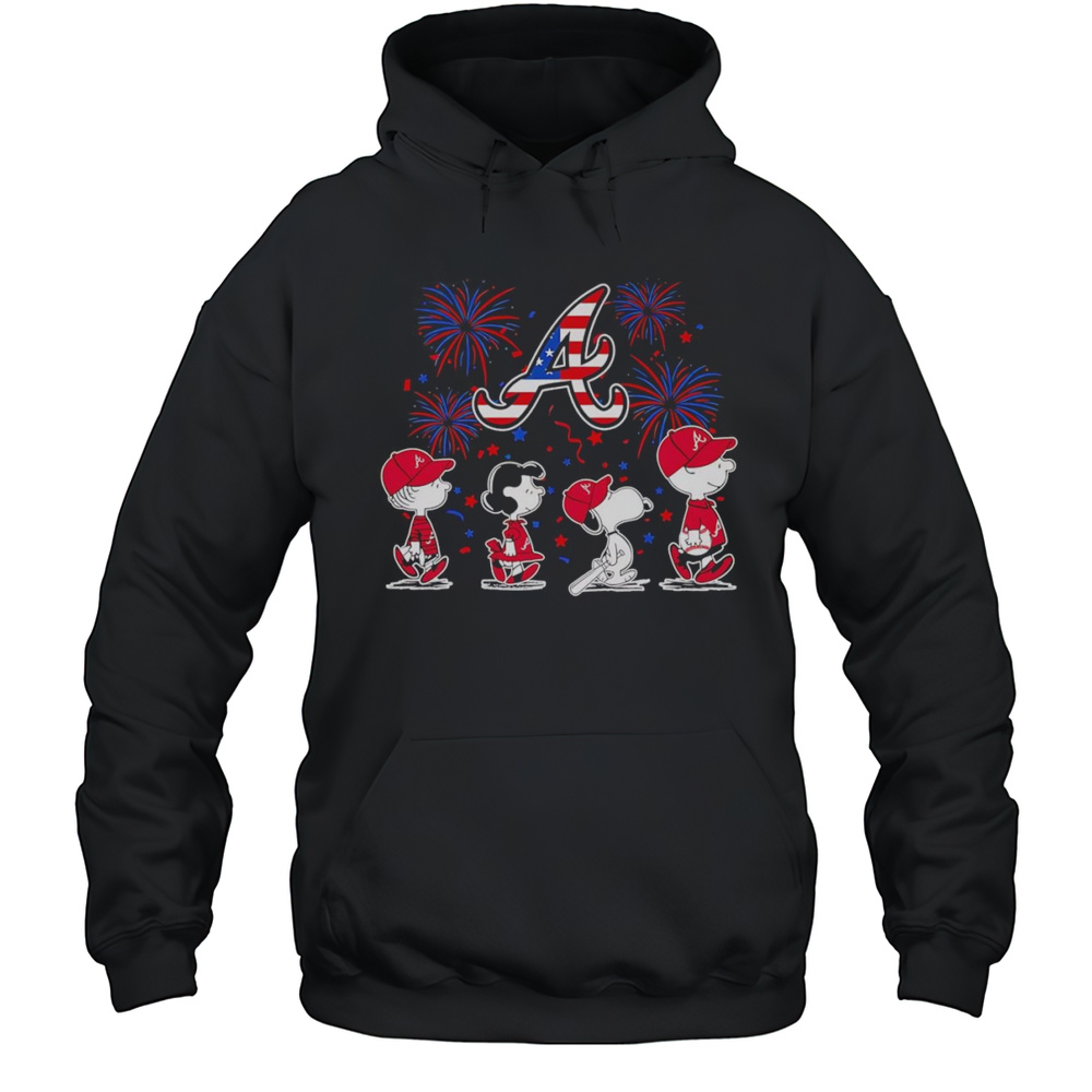 Fireworks Peanuts 4th Of July Atlanta Braves Shirt Unisex Hoodie