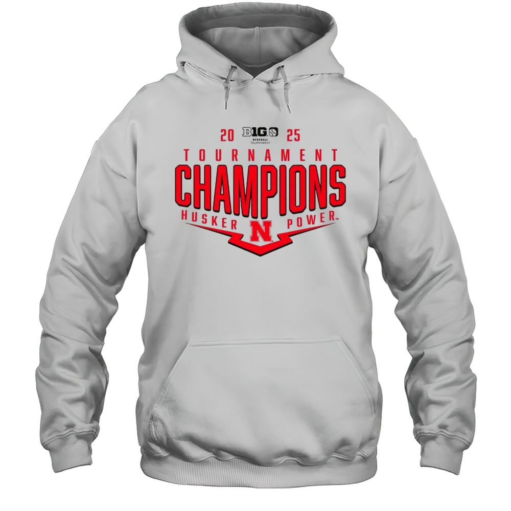 Nebraska Huskers NCAA Big Ten Baseball Conference 2025 Tournament Champions Playoff Pitch Power T-shirt Unisex Hoodie