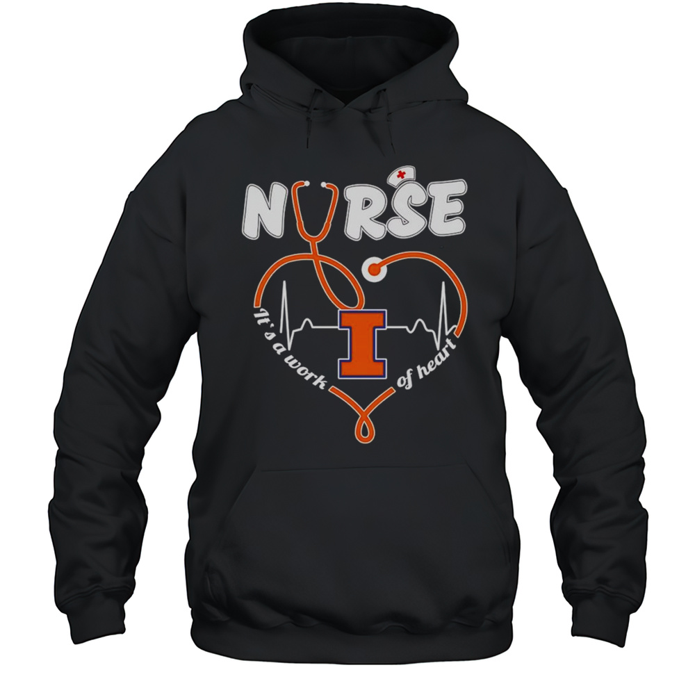 Nurse Its A Work Of Heart Illinois Fighting Illini Shirt Unisex Hoodie