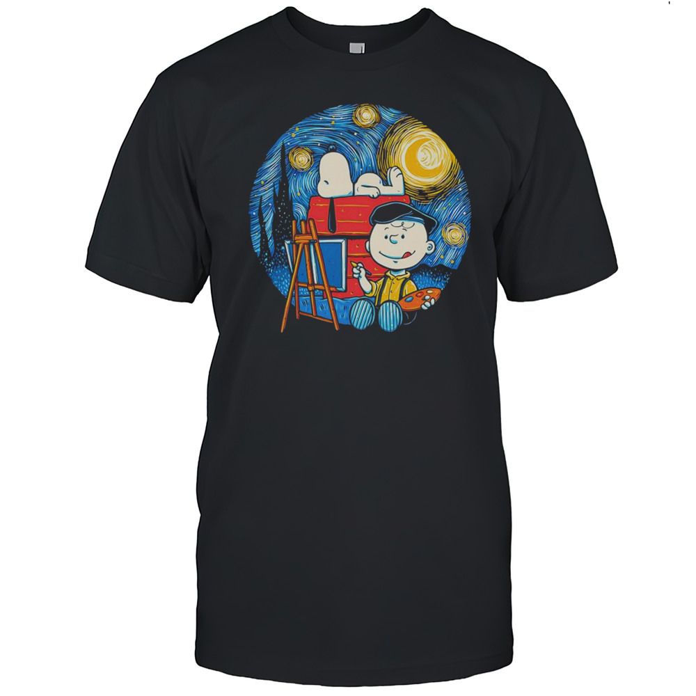 Painting The Night Charlie Brown As Vincent Van Gogh Shirt