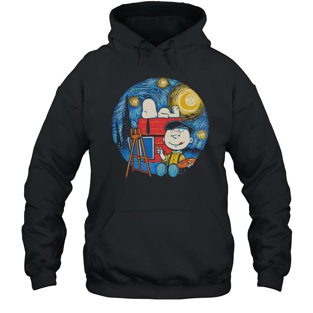 Painting The Night Charlie Brown As Vincent Van Gogh Shirt Unisex Hoodie