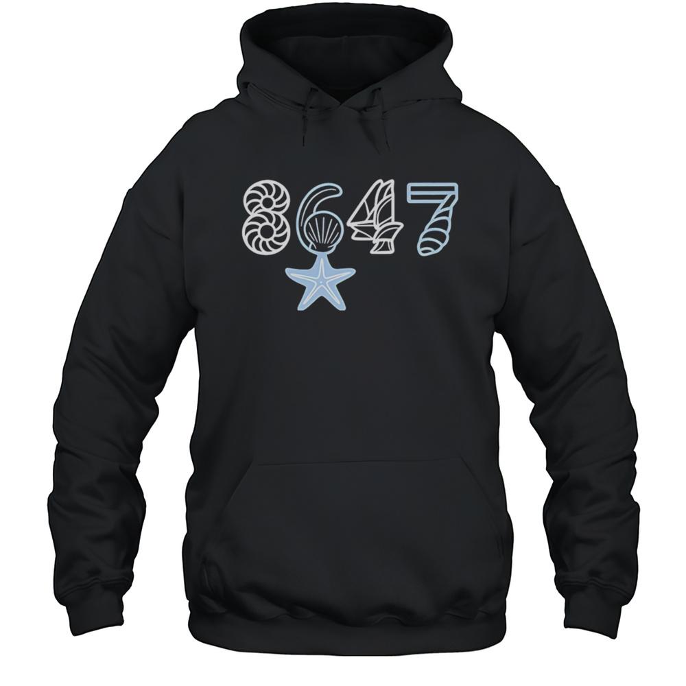 Retro 8647 Starfish Seashells Print Shirt Unisex Hoodie