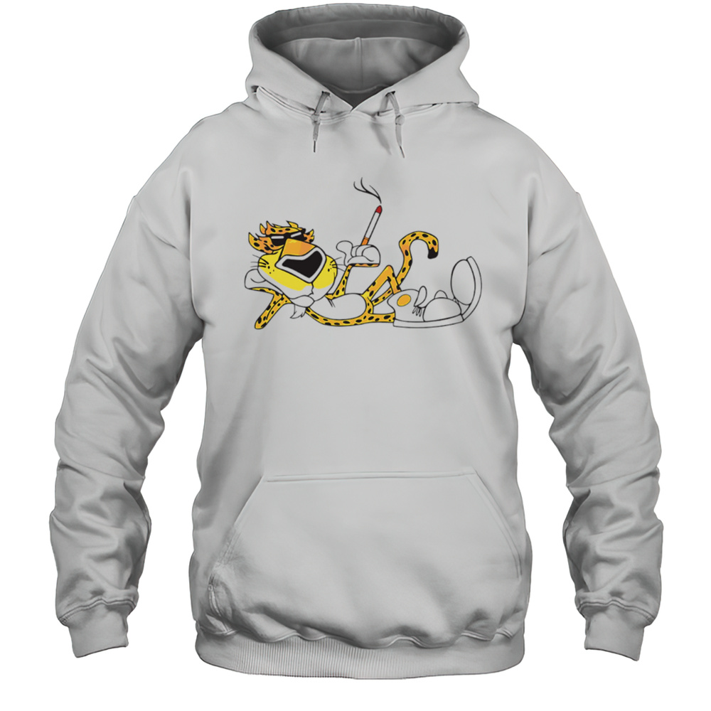 Cheetah Cigarette Cool Retro Mascot Graphic Illustration Shirt Unisex Hoodie