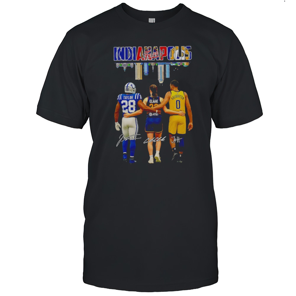 Jonathan Taylor X Colts Caitlin Clark X Tyrese Haliburton Indiana City Skyline Signatures Shirt