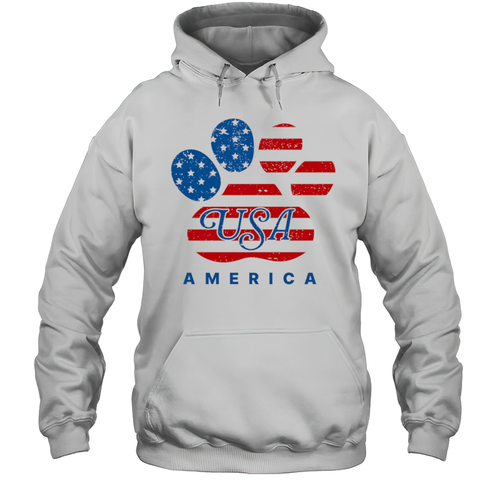USA America Dog Footprints Shirt Unisex Hoodie