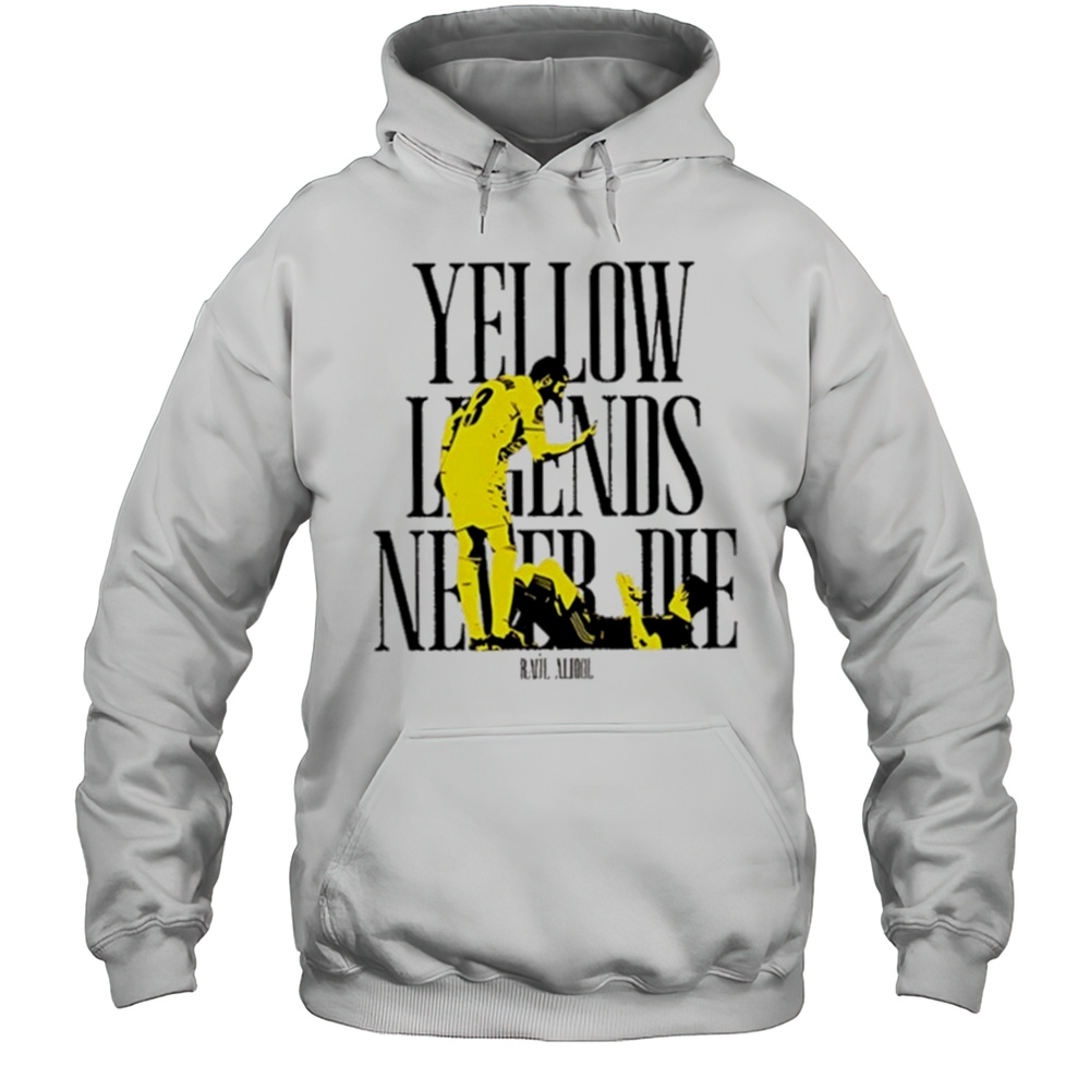 Villarreal CF Yellow Legends Never Die Ral Albiol Silhouette Shirt Unisex Hoodie