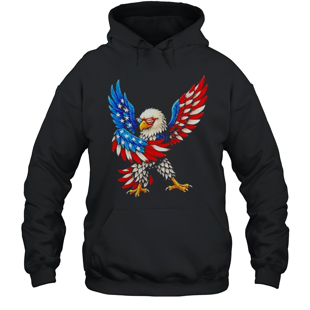 American Flag Usa Dabbing Bald Eagle Patriotic 4th Of July Shirt Unisex Hoodie