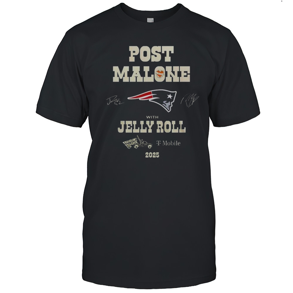 Post Malone With Jelly Roll Big Ass Stadium Tour 2025 New England Patriots Shirt