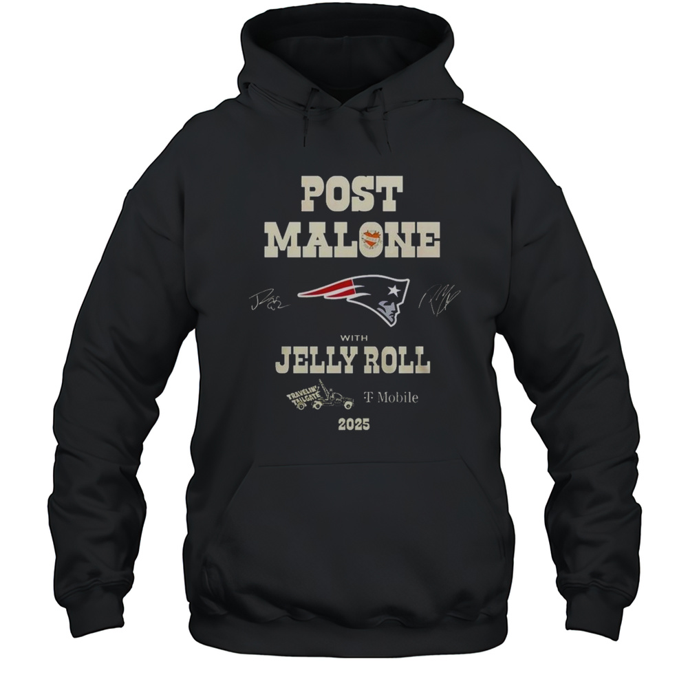 Post Malone With Jelly Roll Big Ass Stadium Tour 2025 New England Patriots Shirt Unisex Hoodie