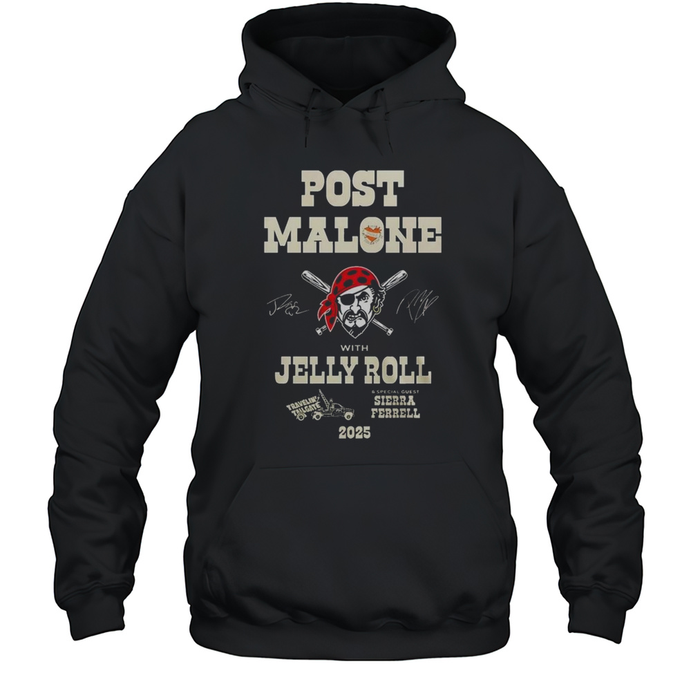 Post Malone With Jelly Roll Big Ass Stadium Tour 2025 Pittsburgh Pirates Shirt Unisex Hoodie