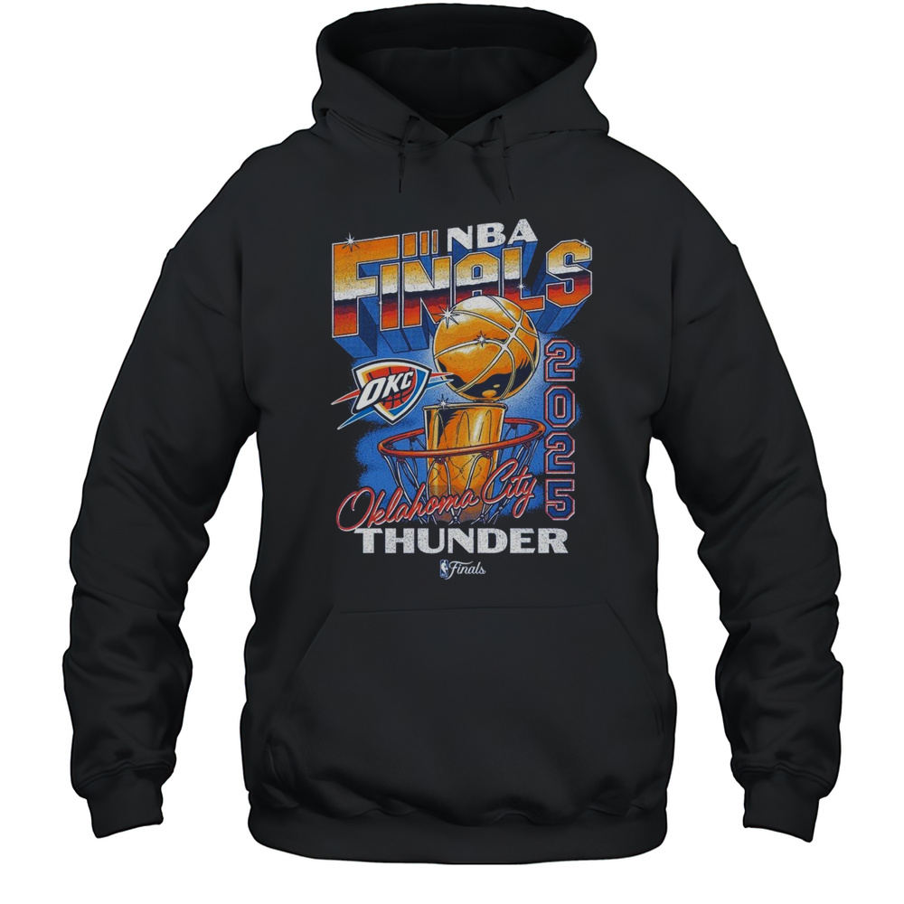 OKC Thunder 2025 NBA Finals Vintage Hoop  Trophy Shirt Unisex Hoodie