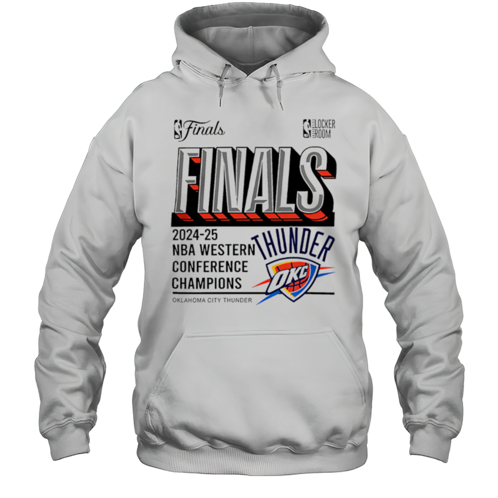 Oklahoma City Thunder Fanatics Steel 2025 Western Conference Champions Locker Room Shirt Unisex Hoodie