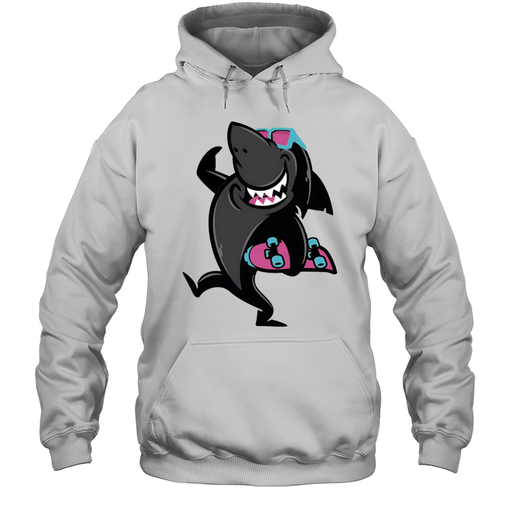 Skate Shark Roller Skating Funny Cartoon Shirt Unisex Hoodie