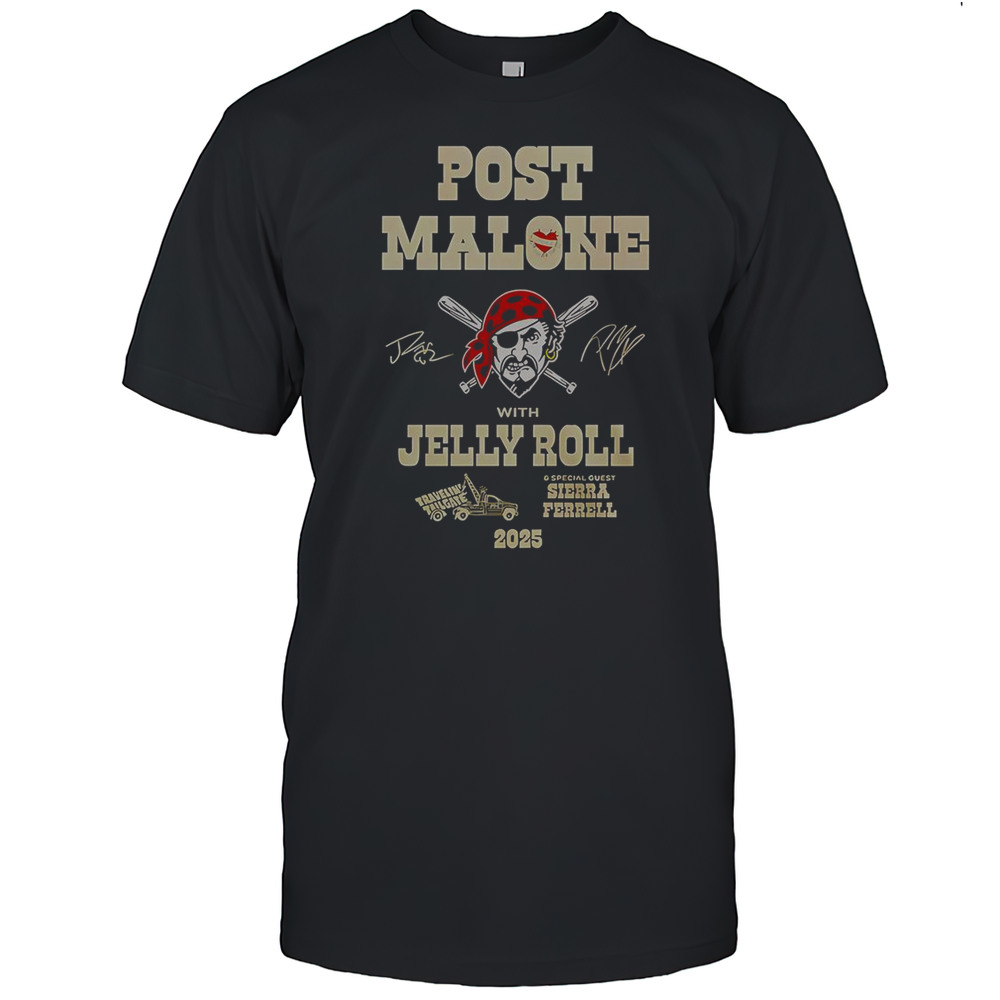 Post Malone Jelly Roll Big Ass Stadium Tour X Pittsburgh Pirates T-Shirt