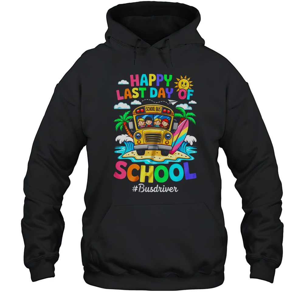 Retro Last Day Of School End Of School Bus Driver We Out Shirt Unisex Hoodie