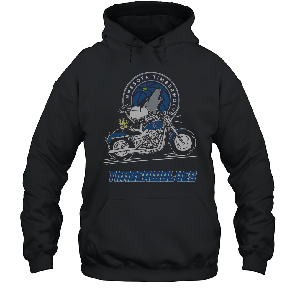 Snoopy And Woodstock Driving Motorbike Minnesota Timberwolves T-Shirt Unisex Hoodie