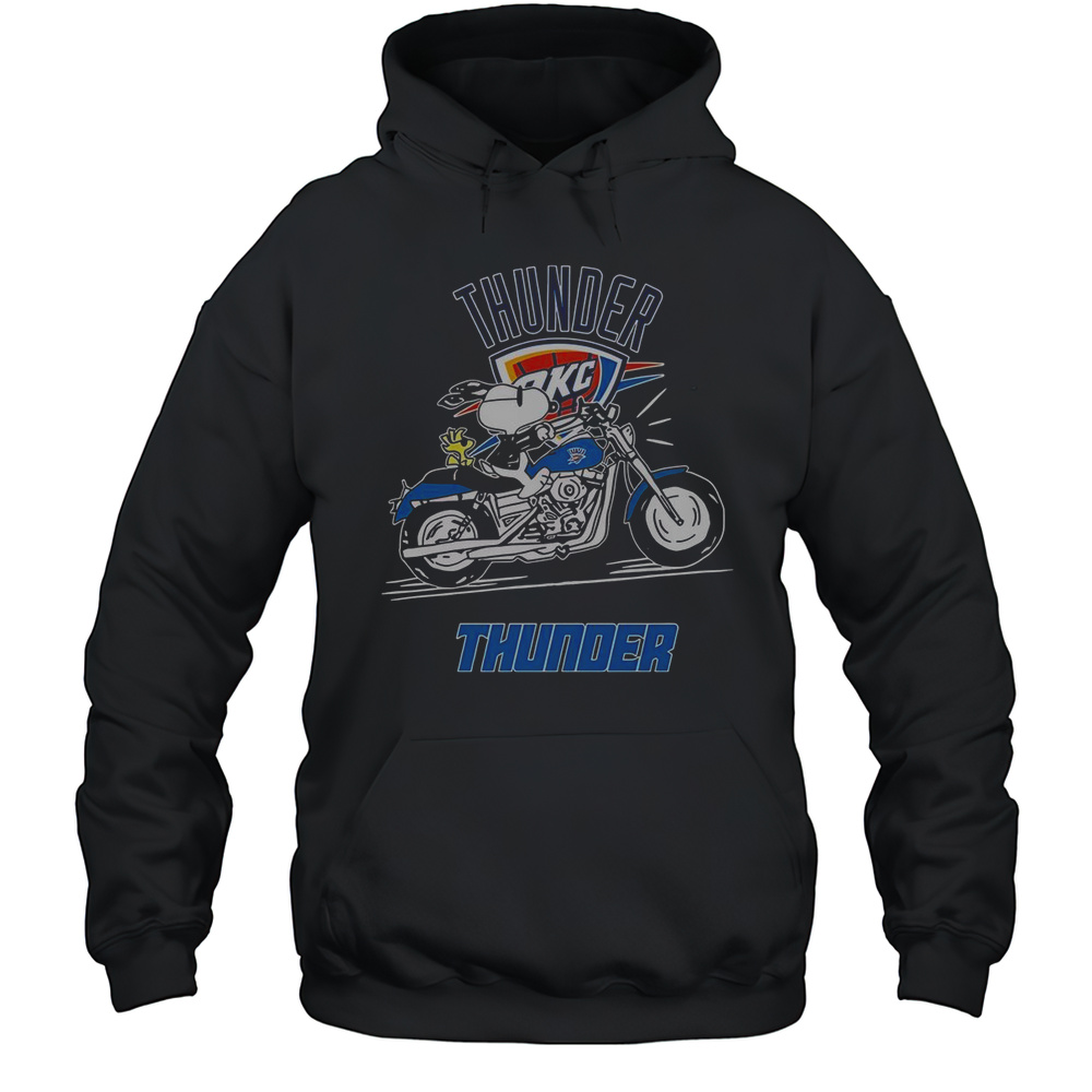 Snoopy And Woodstock Driving Motorbike Oklahoma City Thunder T-Shirt Unisex Hoodie