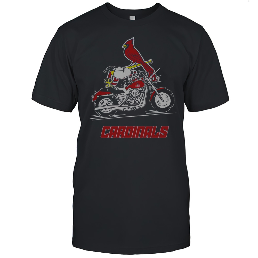 Snoopy And Woodstock Driving Motorbike St. Louis Cardinals T-Shirt