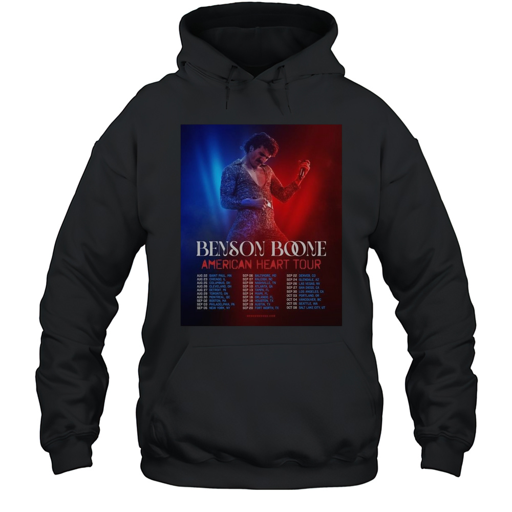 Benson Boone American Heart Tour 2025 Dates List Start In Saint Paul MN On August 22 Shirt Unisex Hoodie