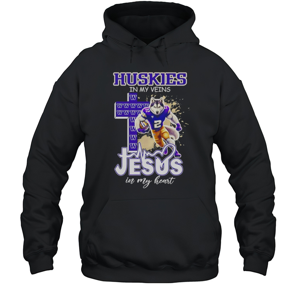 Huskies In My Veins Jesus In My Heart Mascot Shirt Unisex Hoodie