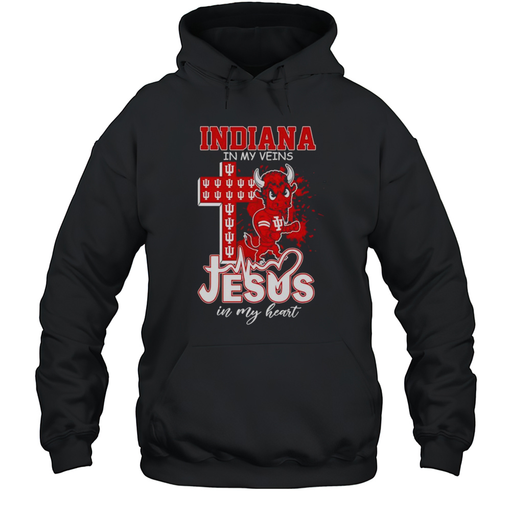 Indiana In My Veins Jesus In My Heart Mascot Shirt Unisex Hoodie