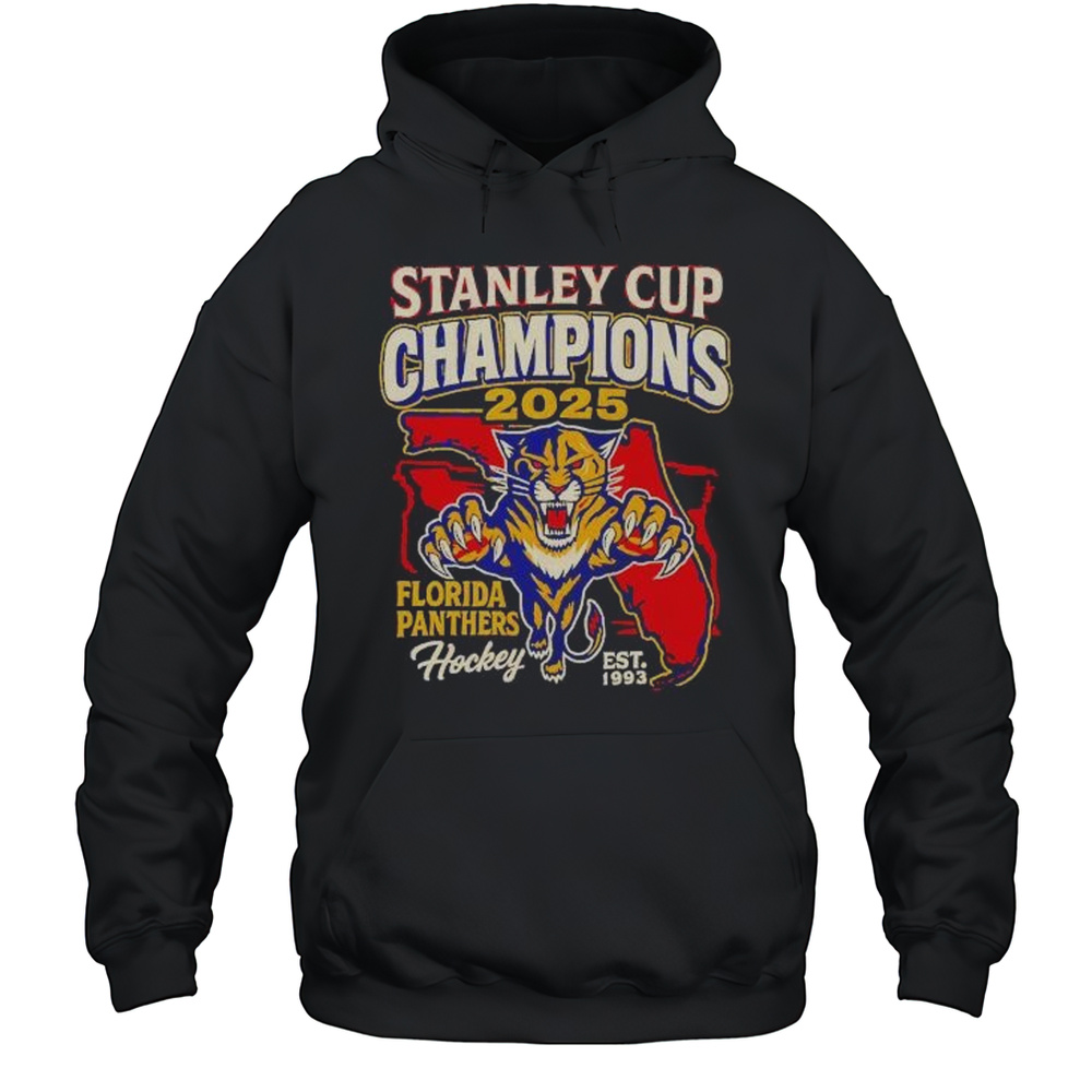 Stanley Cup Champions 2025 Florida Panthers Hockey Est 1993 Shirt Unisex Hoodie