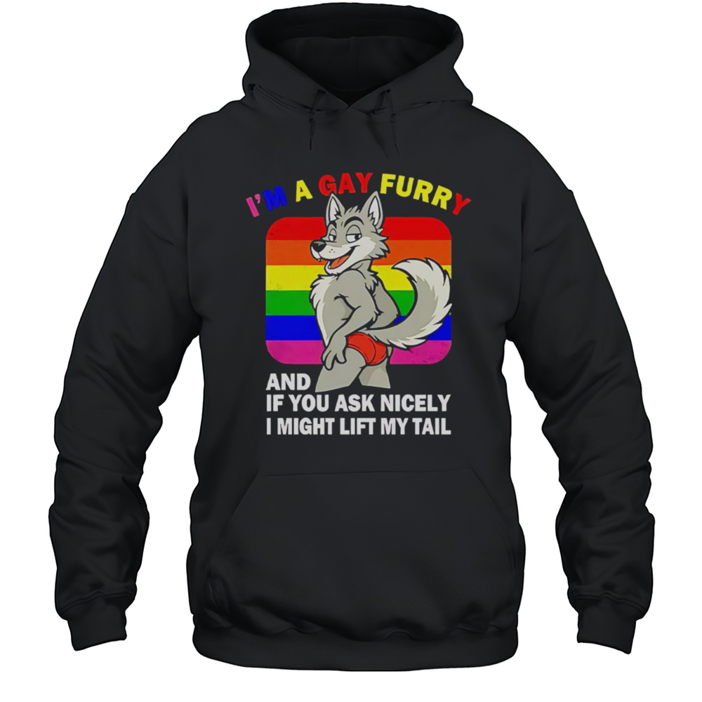 Im A Gay Furry And If You Ask Nicely I Might Lift My Tail Shirt Unisex Hoodie