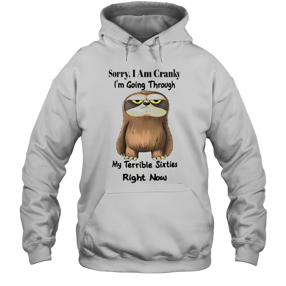 Sloth Sorry I Am Cranky Im Going Through My Terrible Sixties Right Now Shirt Unisex Hoodie