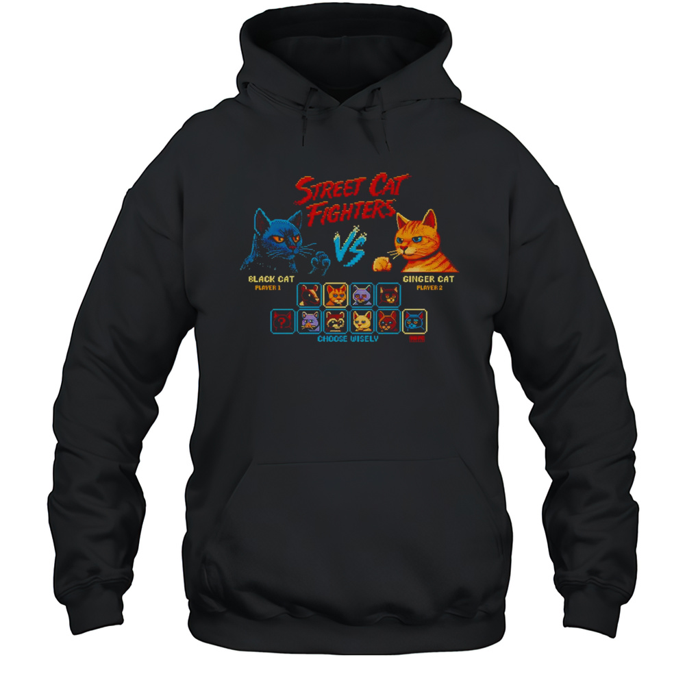 Street Cat Fighters Black Cat Vs Ginger Cat Shirt Unisex Hoodie