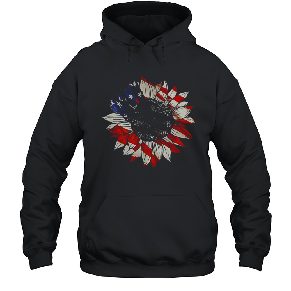 Sunflower American Flag 4th Of July Merica USA Shirt Unisex Hoodie