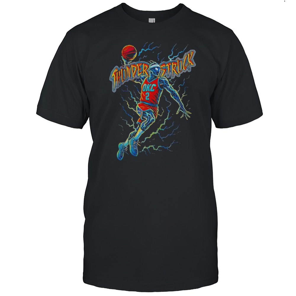 Thunderstruck OKC Basketball SGA Skeleton Lightning Shirt