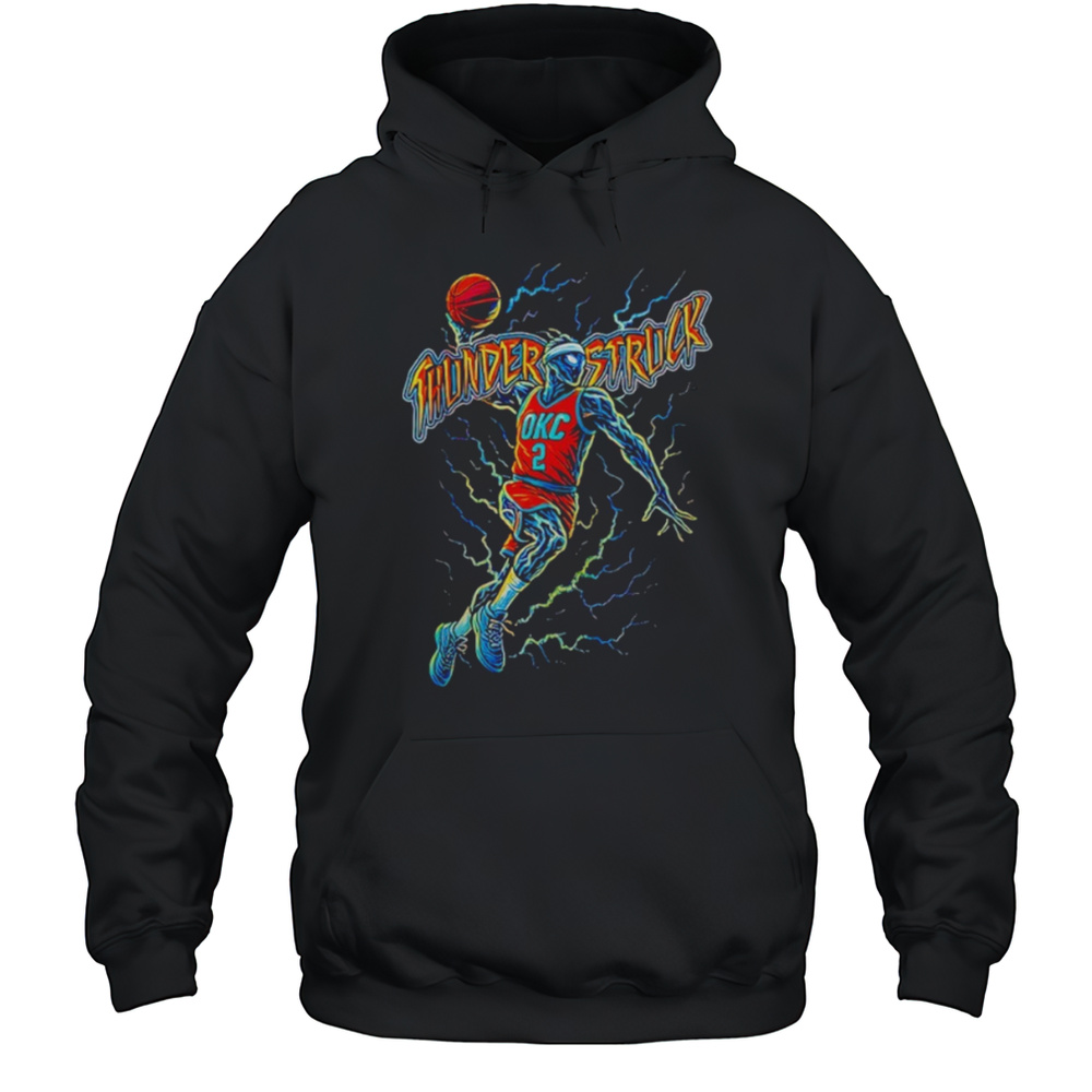 Thunderstruck OKC Basketball SGA Skeleton Lightning Shirt Unisex Hoodie