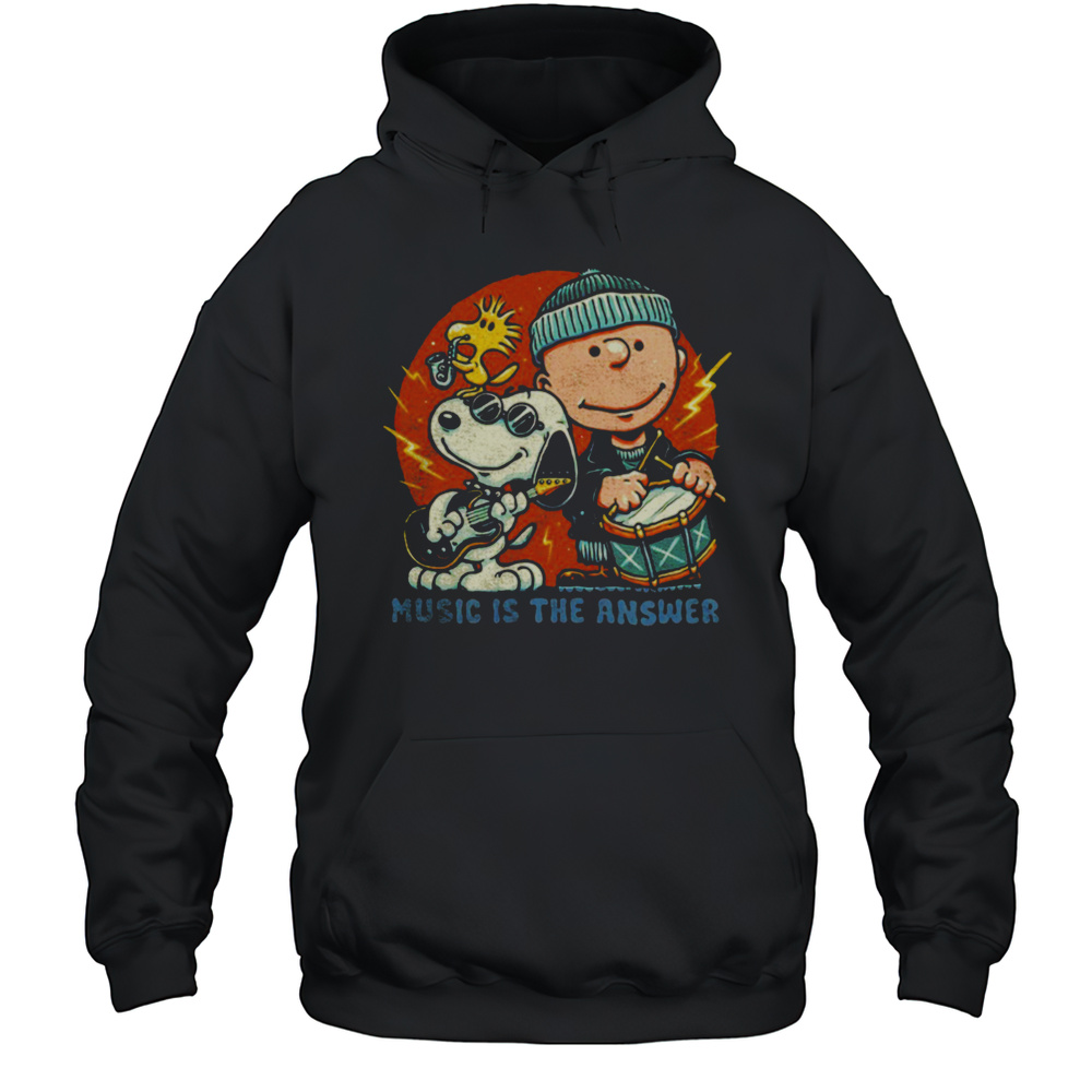 Woodstock Snoopy And Charlie Brown Music Is The Answer Shirt Unisex Hoodie