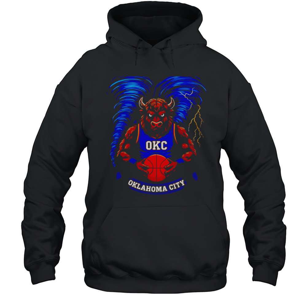 Okc Oklahoma City Bull Mascot Blue Storm Shirt Unisex Hoodie