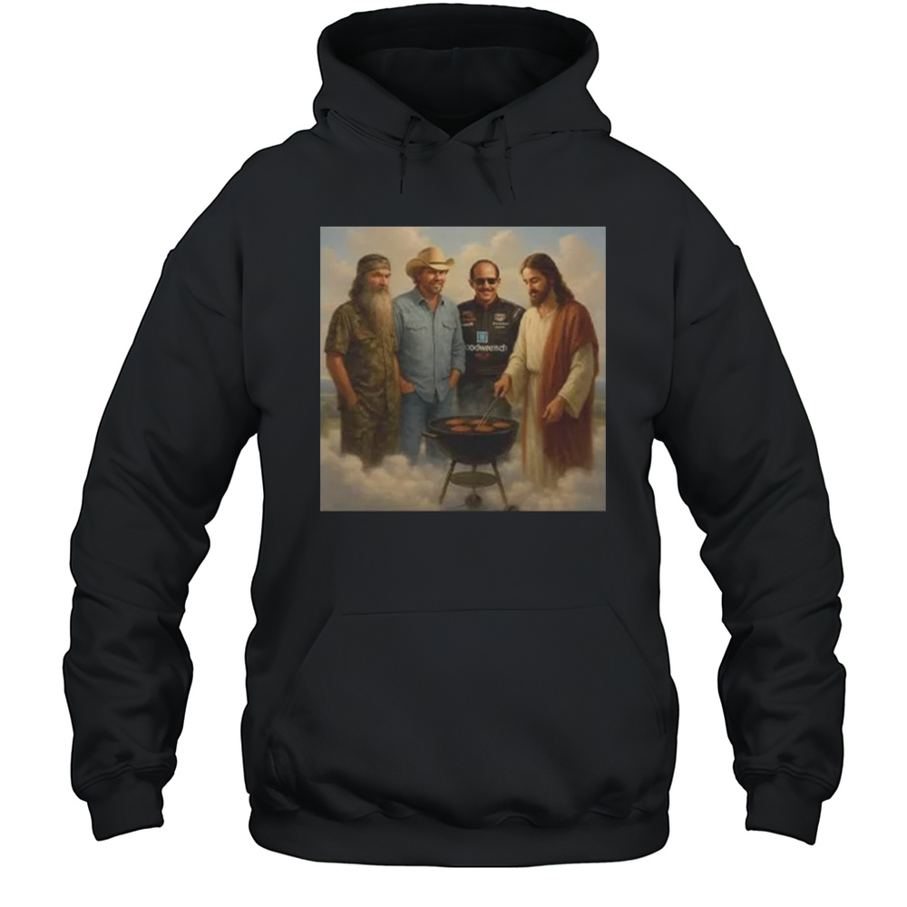 The Real Gang Meetup In Heaven Phil Robertson Dale Earnhardt Toby Keith Shirt Unisex Hoodie