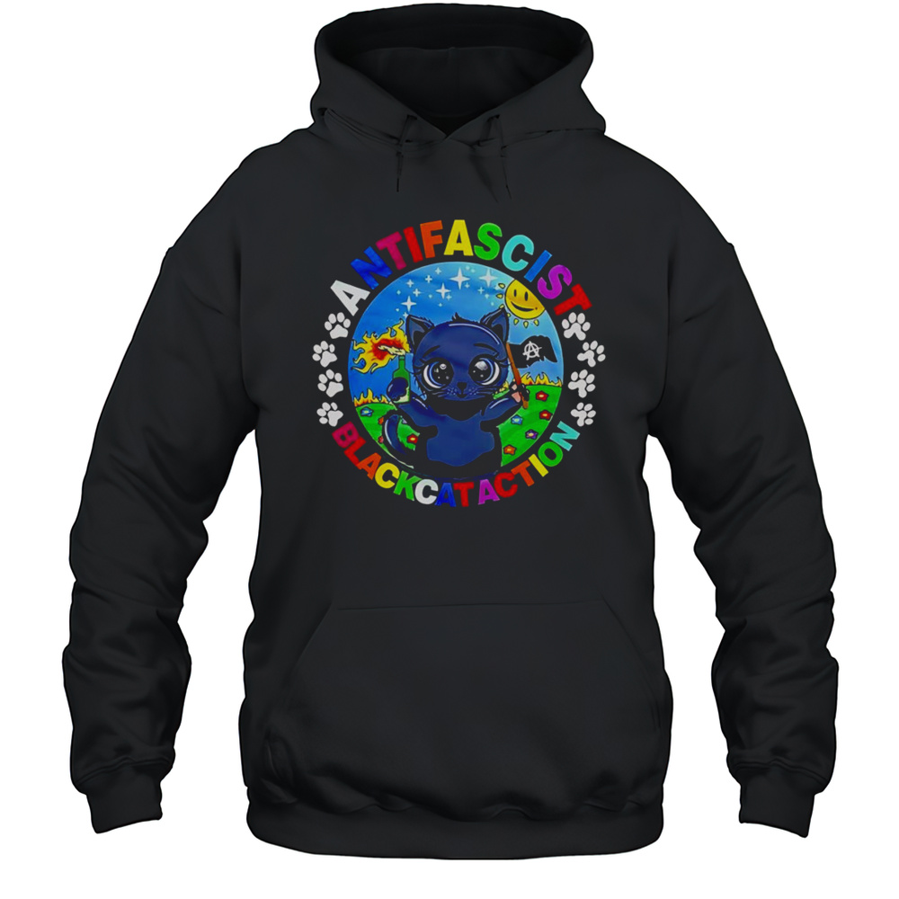Antifascist Black Cat Action Shirt Unisex Hoodie