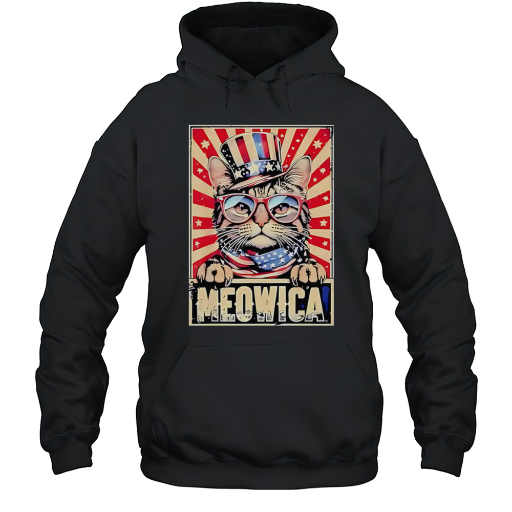 Cat Meowica 4th Of July Shirt Unisex Hoodie