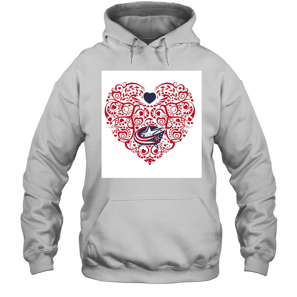 Columbus Blue Jackets Floral Pattern Heart Logo Shirt Unisex Hoodie