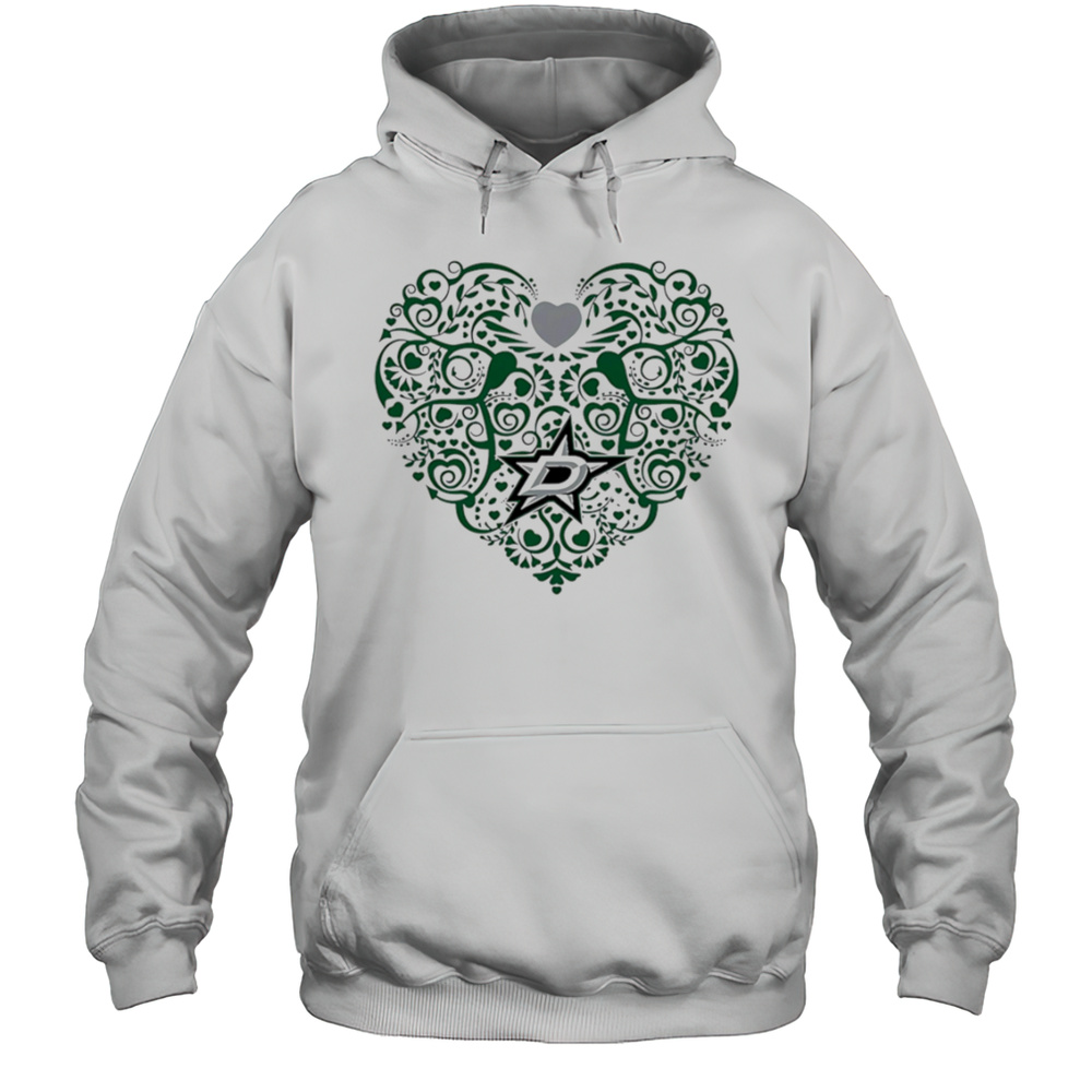 Dallas Stars Floral Pattern Heart Logo Shirt Unisex Hoodie