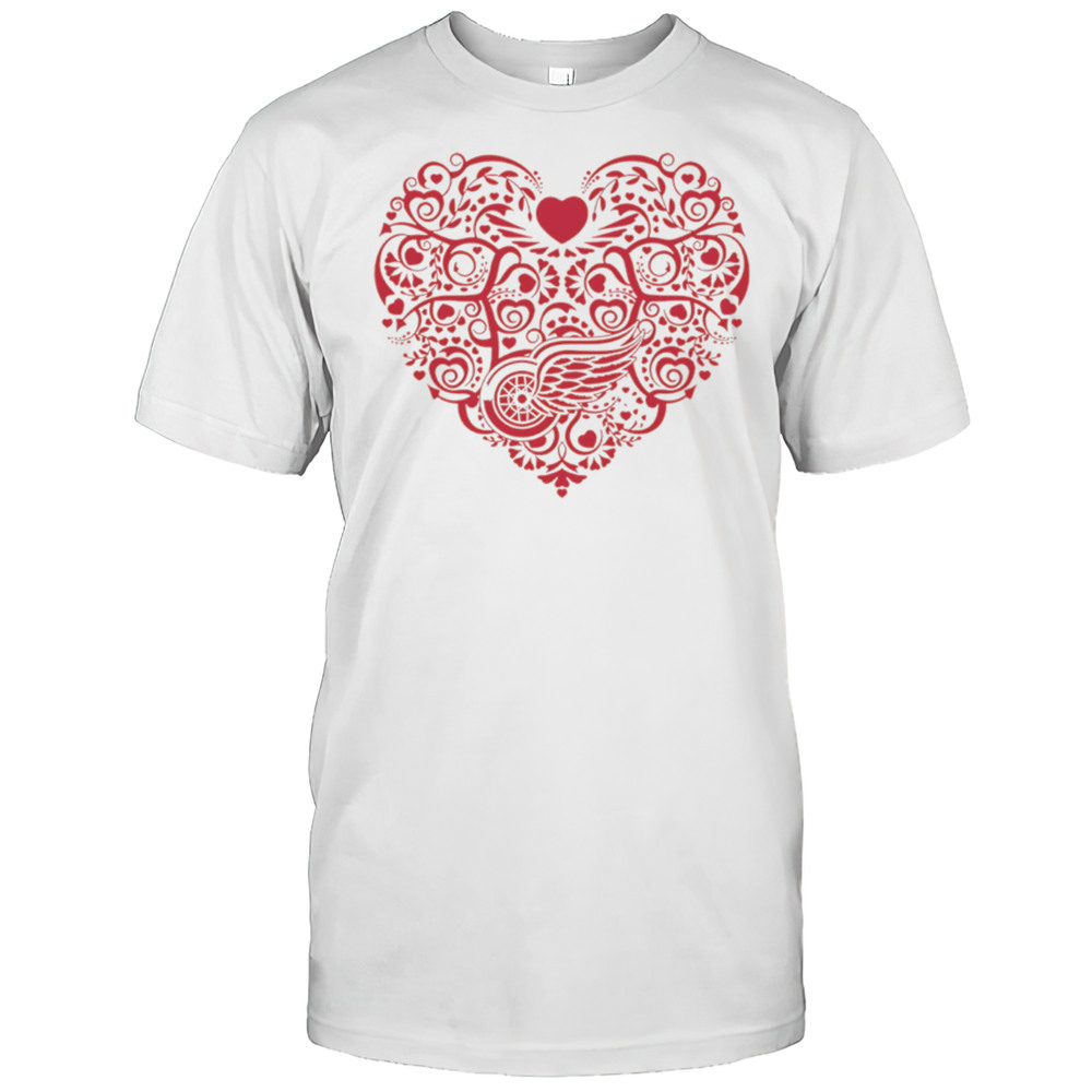 Detroit Red Wings Floral Pattern Heart Logo Shirt