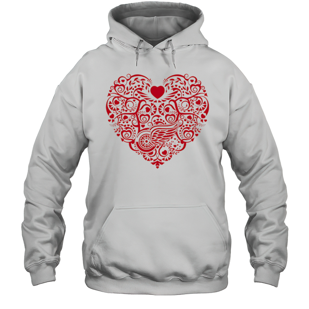 Detroit Red Wings Floral Pattern Heart Logo Shirt Unisex Hoodie