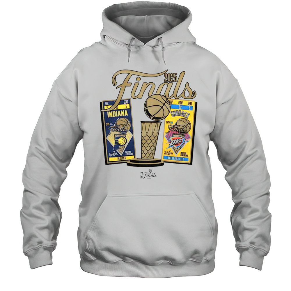 Indiana Pacers Vs Oklahoma City Thunder 2025 NBA Finals Ticket Matchup T-Shirt Unisex Hoodie