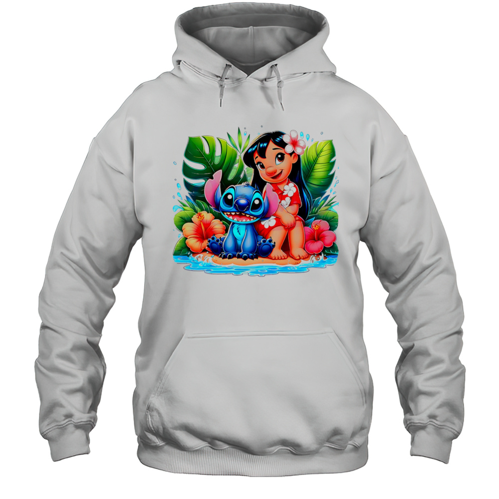 Lilo Stitch Summer Vibes Watercolor Splash Shirt Unisex Hoodie