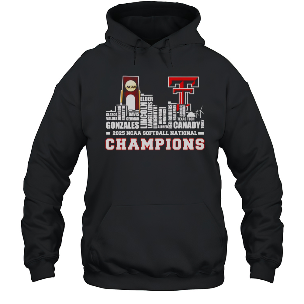 Skyline Name 2025 NCAA Softball National Champions Texas Tech Red Raiders Shirt Unisex Hoodie